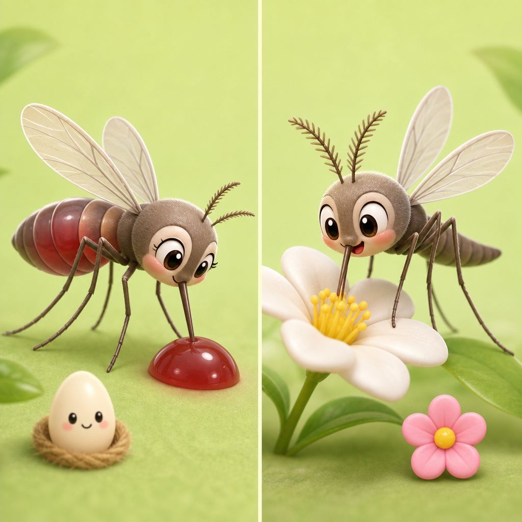 オスとメスの蚊のちがい図解