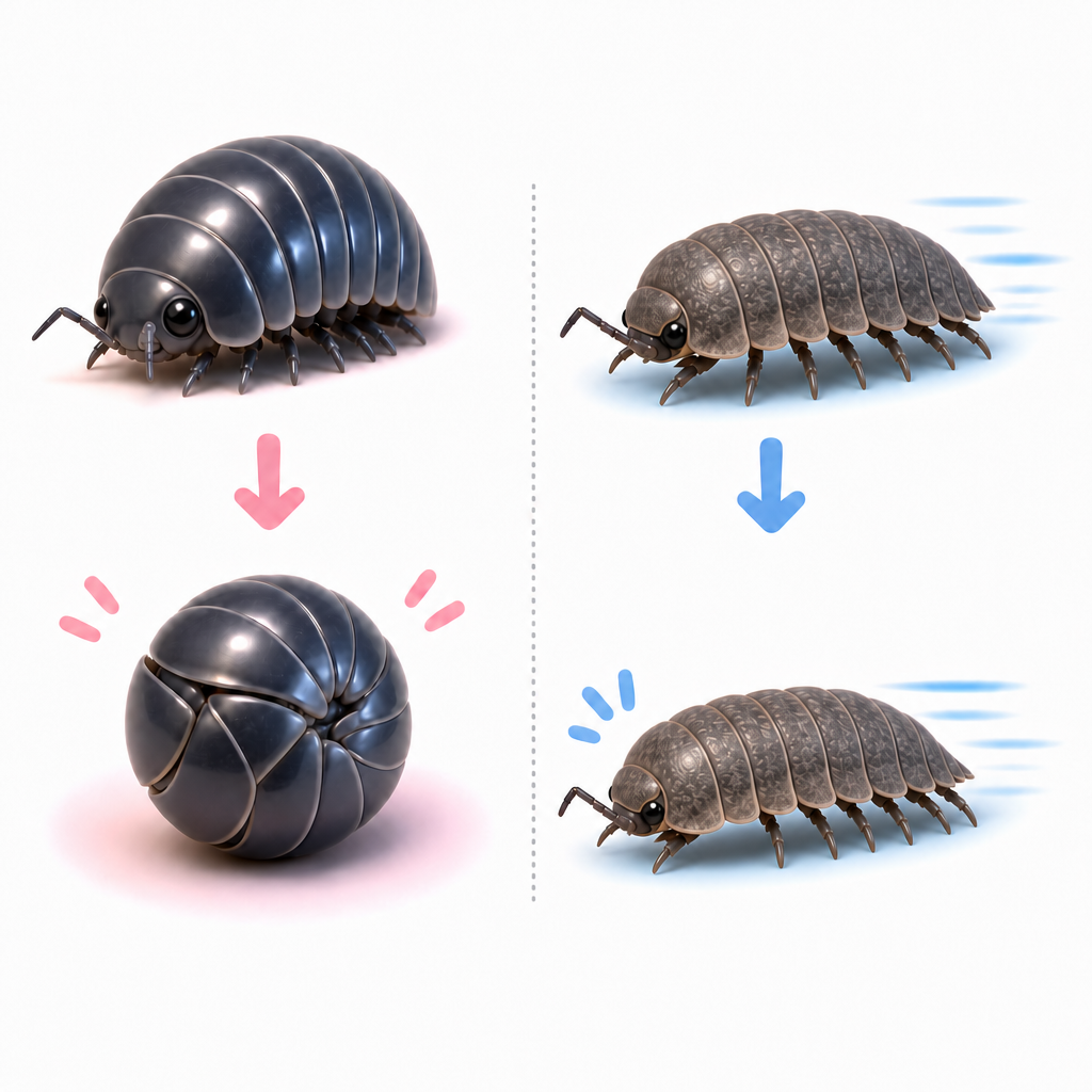 図解D:ダンゴムシとワラジムシの見分け方