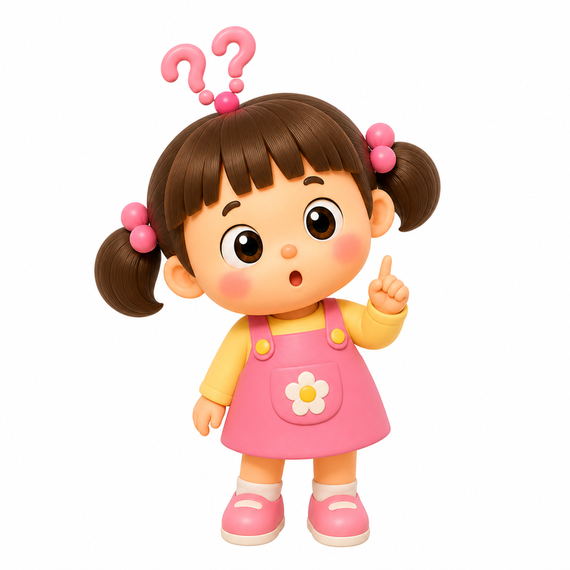もしまるファミリーの姉・なでなちゃん。ピンク×ラベンダー、??型アンテナとリボンの女の子