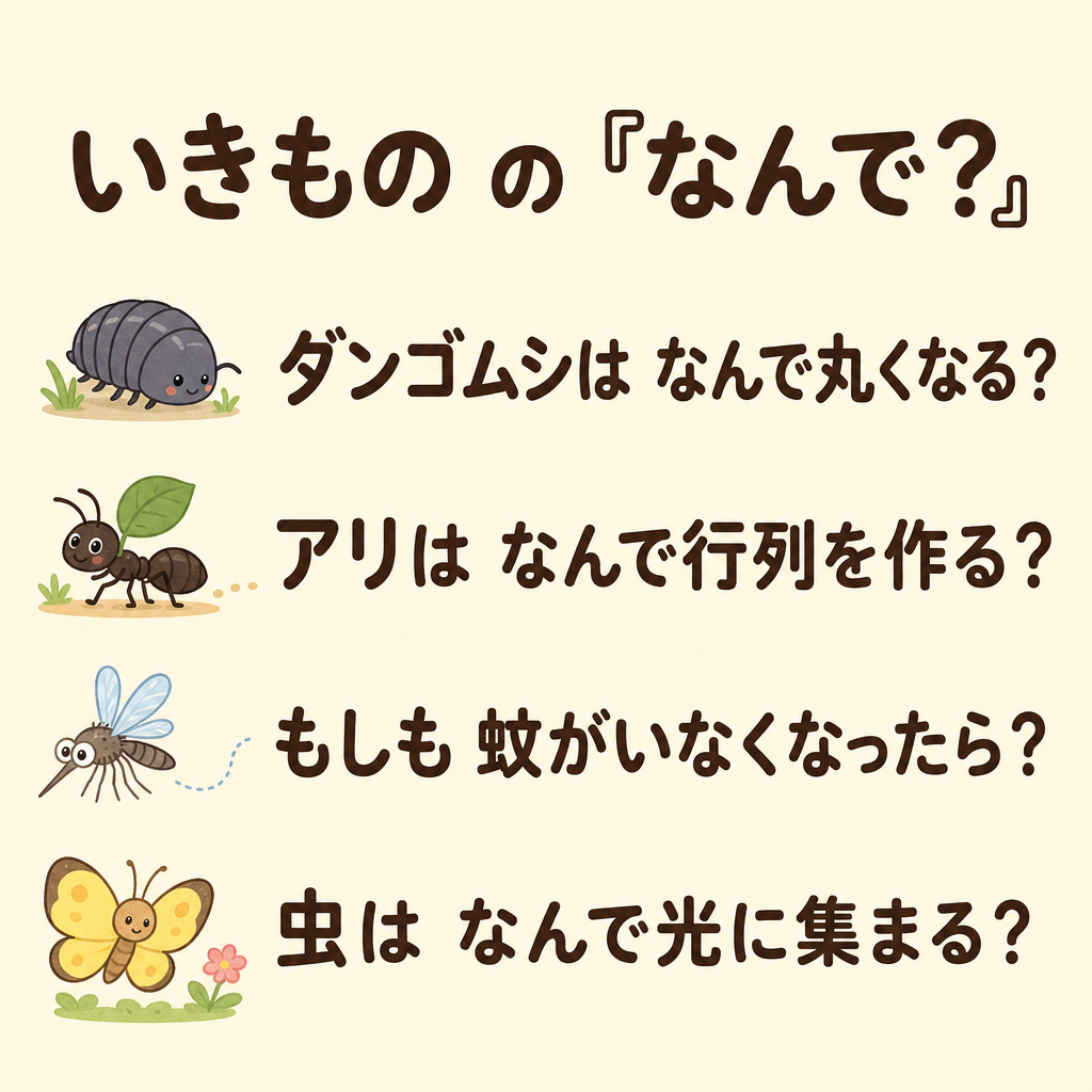 いきものの「なんで?」4つ：ダンゴムシ・アリ・蚊・虫と光